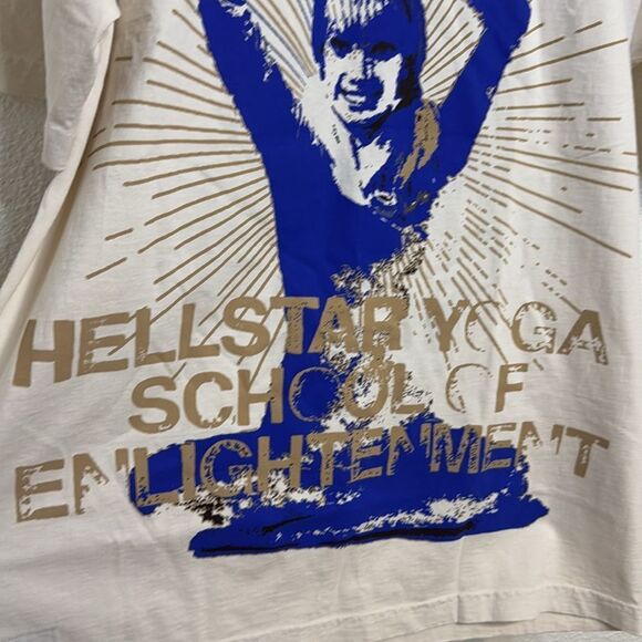 NEW-Hellstar- Yoga school of enlightenment- cream and blue- men's size large - Picture 4 of 10